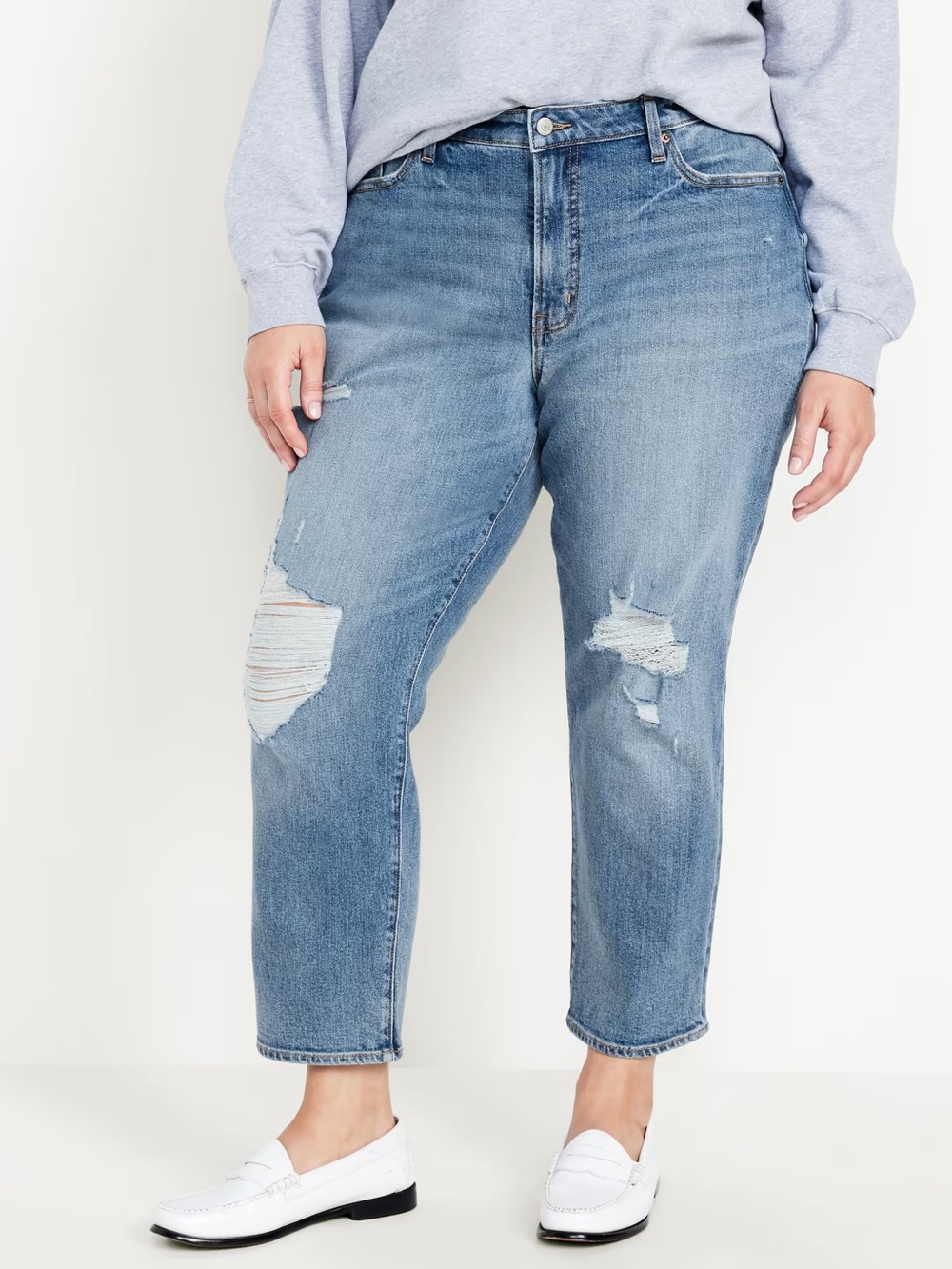 Old Navy Light Blue Distressed Cropped Jeans